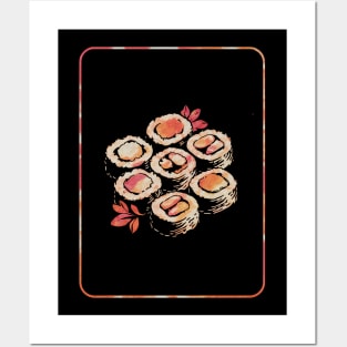 Retro vintage Sushi with vintage sunset Posters and Art